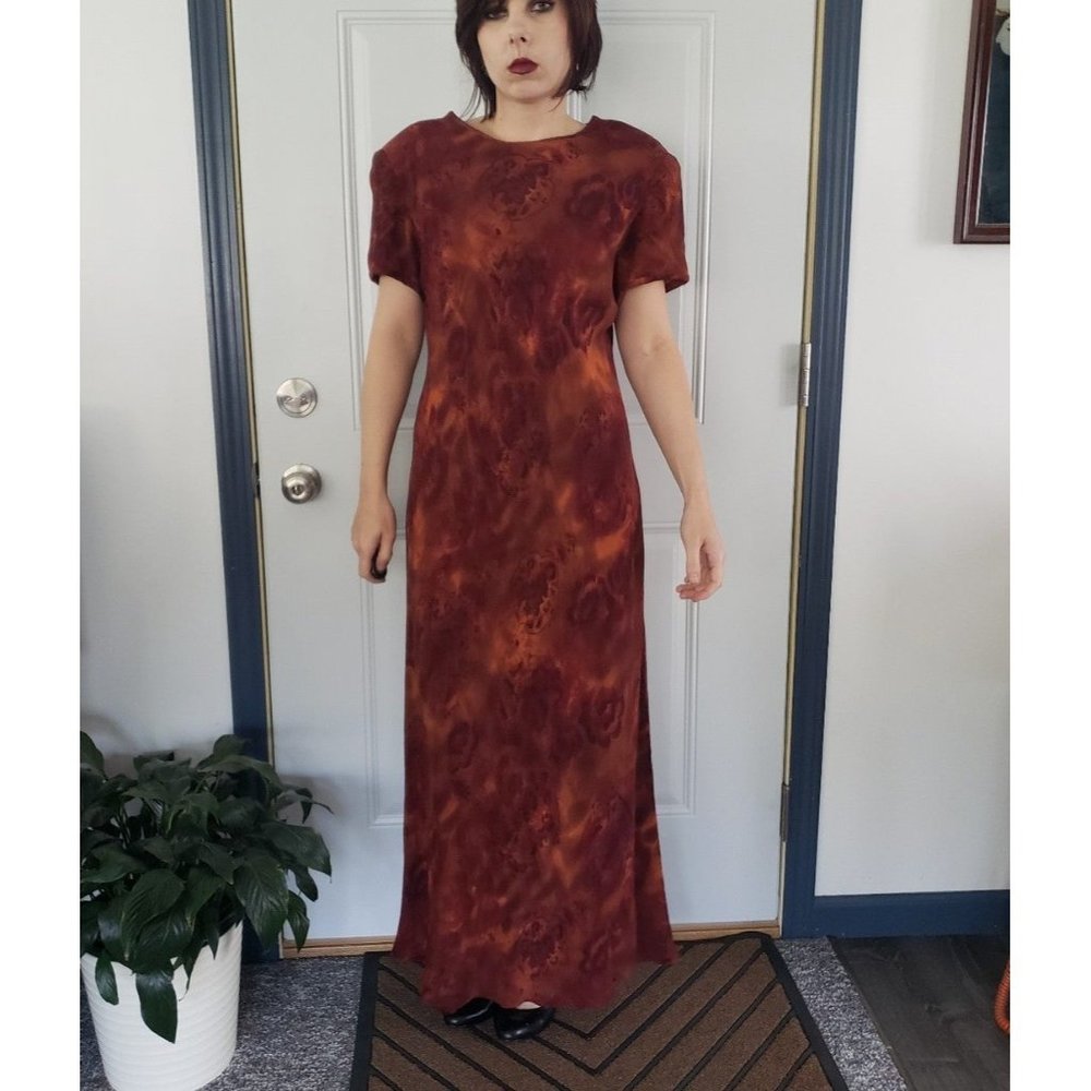 90s Burgundy Rayon Whimsigoth Dress